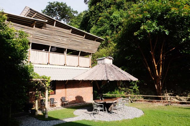 seating area in the garden